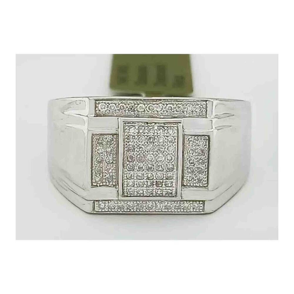 Genuine Diamond Men's Ring 14k White Gold
